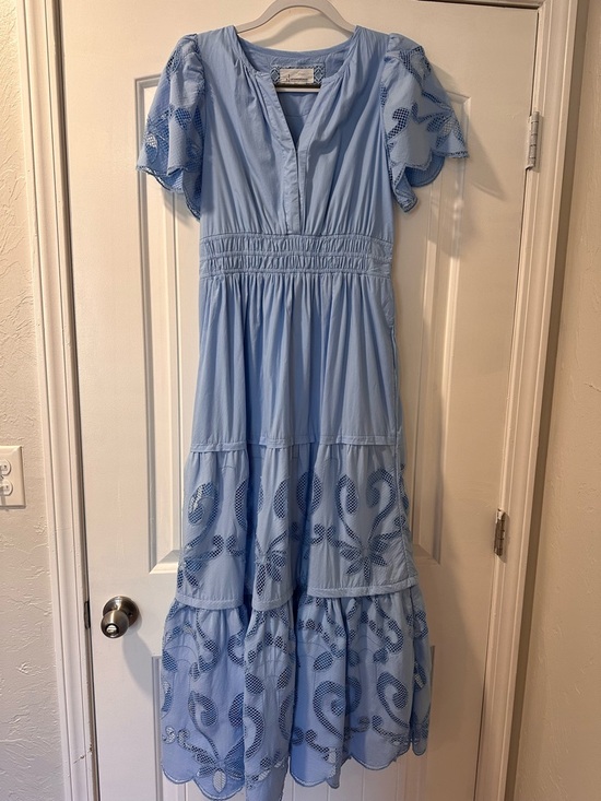Anthropologie Dresses & Skirts - Anthropologie Light Blue Embroidered Maxi Dress